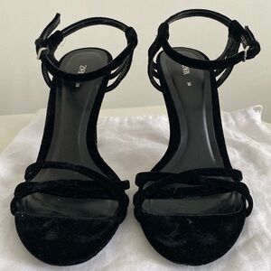 Zara Velvet Heeled Sandals